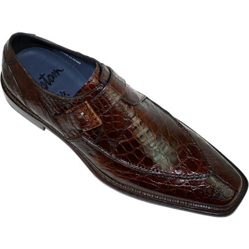 Mezlan Custom "Edmonton" Brown Genuine Crocodile Leather Shoes